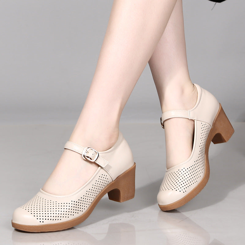 Women's Sandals Block Heel Black Breathable Comfort