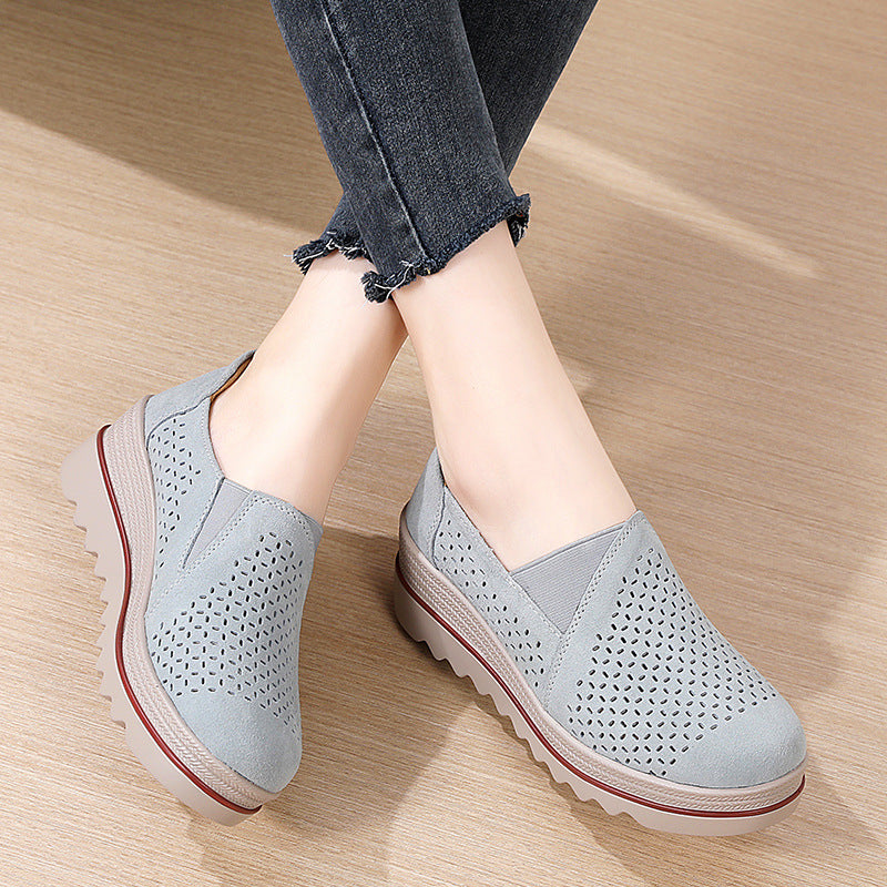 OrthoStep Platform Loafer Women's Gray Suede Comfort