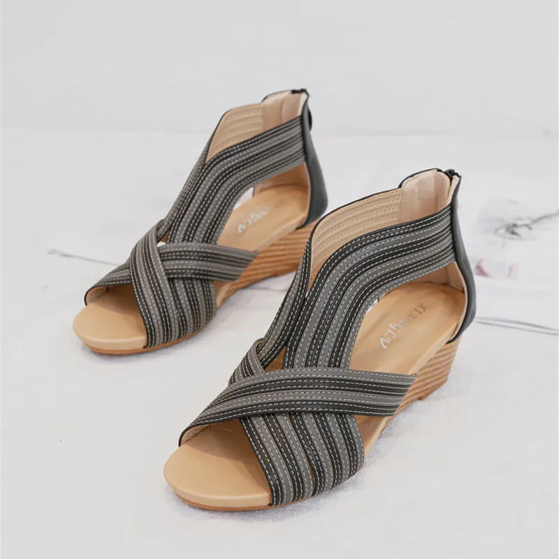 Elegant wedge sandals boho with bunion 5 cm heel