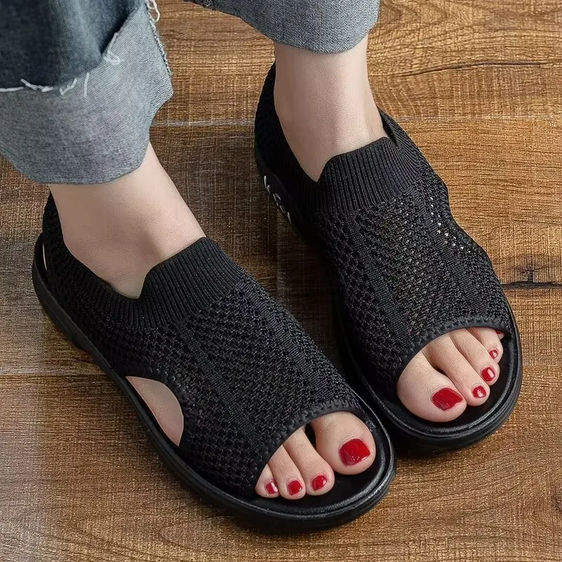 AirFlow Damen Stricksandalen Atmungsaktiv Offene Zehen