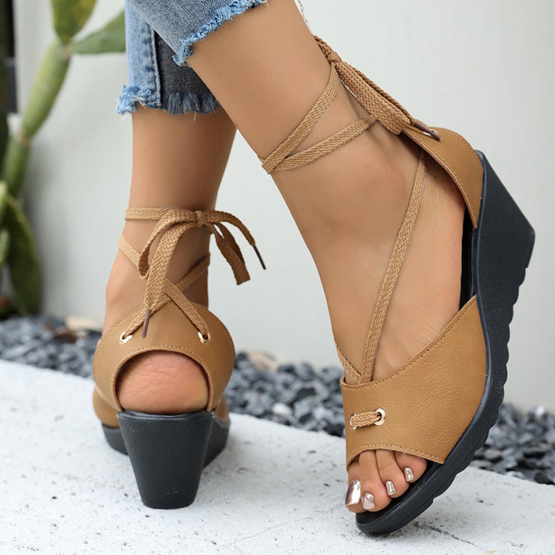 Black wedge sandals women comfortable elegant 5 cm heel