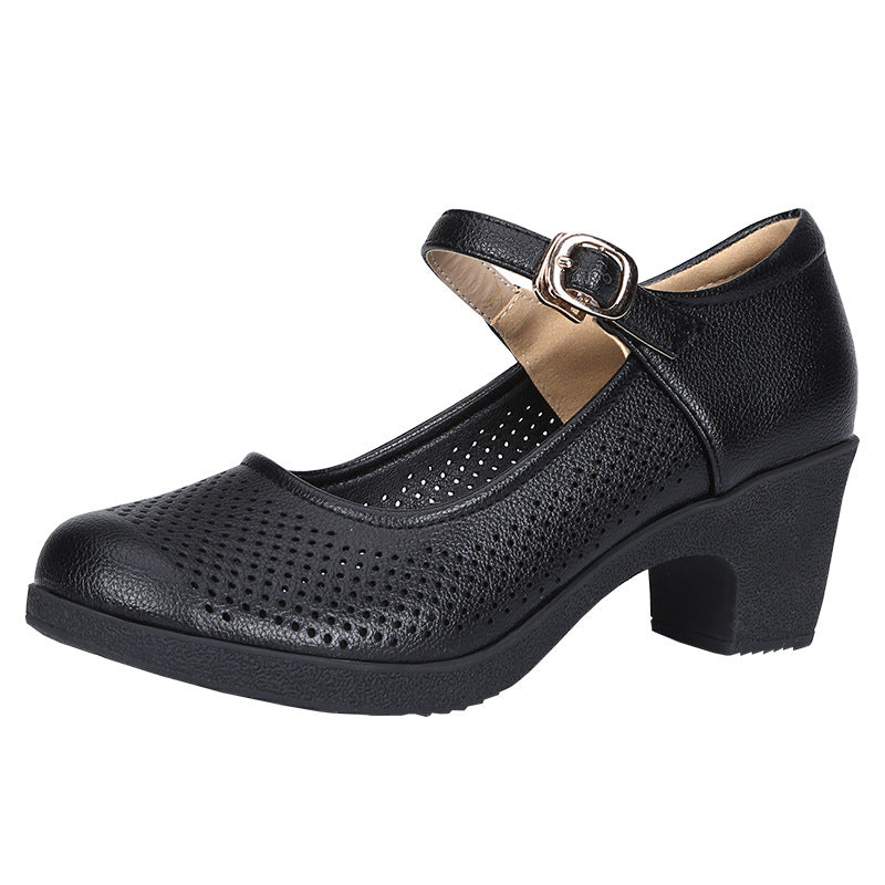 Women's Sandals Block Heel Black Breathable Comfort