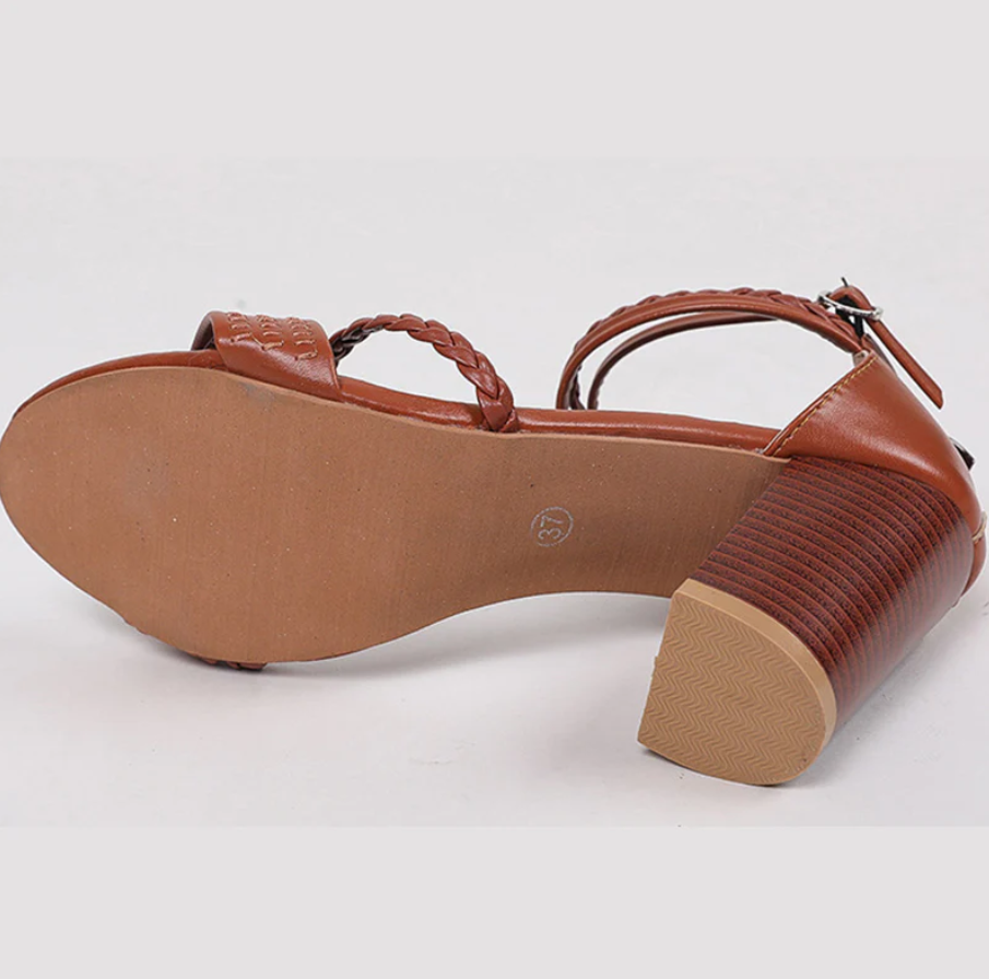 Elegant comfort sandals block heel soft leather women