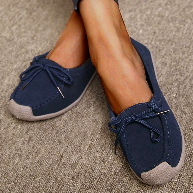 Damen Ballerinas Marineblau Bequeme Sohle Alltagstauglich