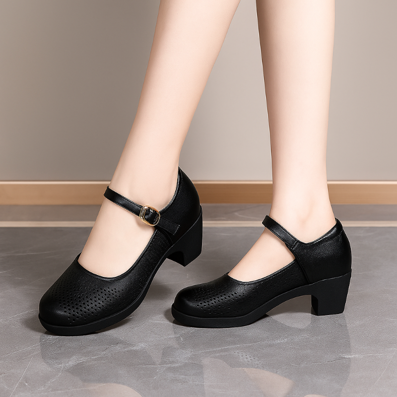 Women's Sandals Block Heel Black Breathable Comfort