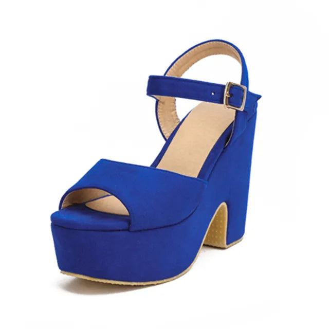 Women's wedge sandals blue with ergonomic footbed