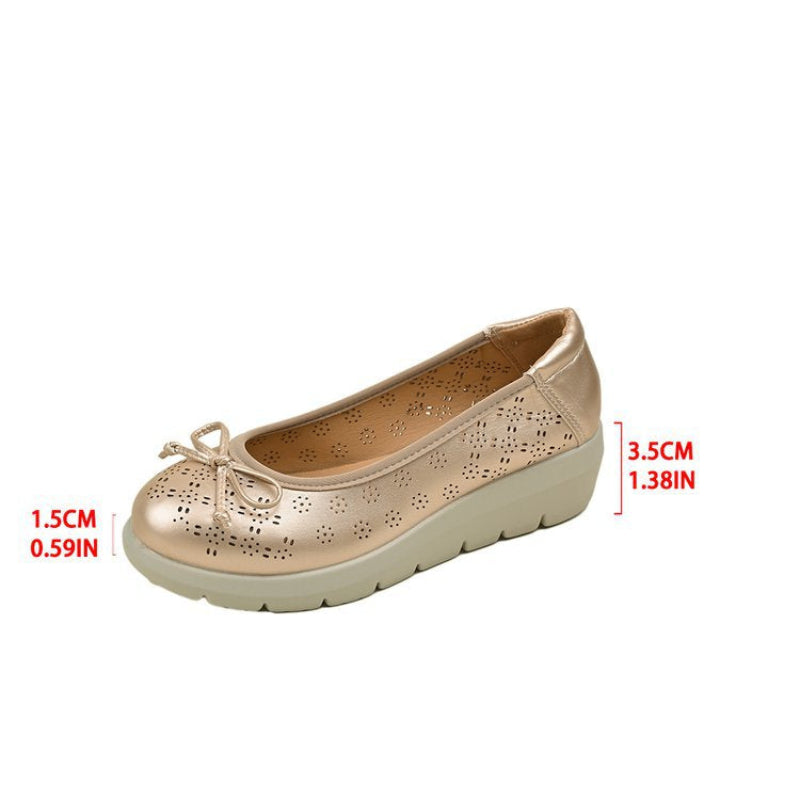Bequeme Ballerinas Schuhe für Damen, mit dicker Sohle und Lochmuster