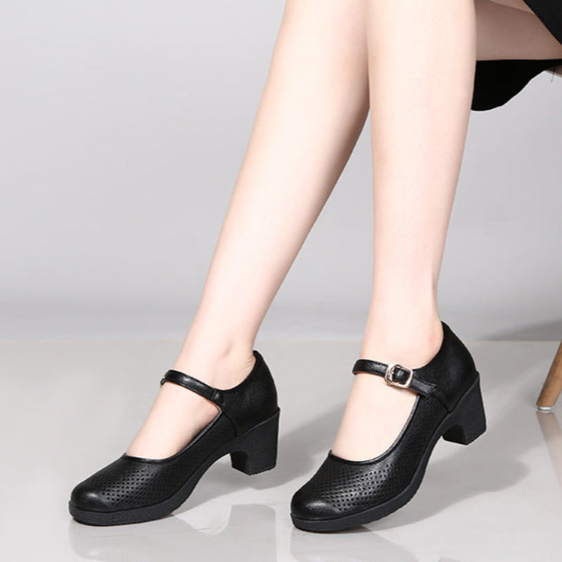 Women's Sandals Block Heel Black Breathable Comfort