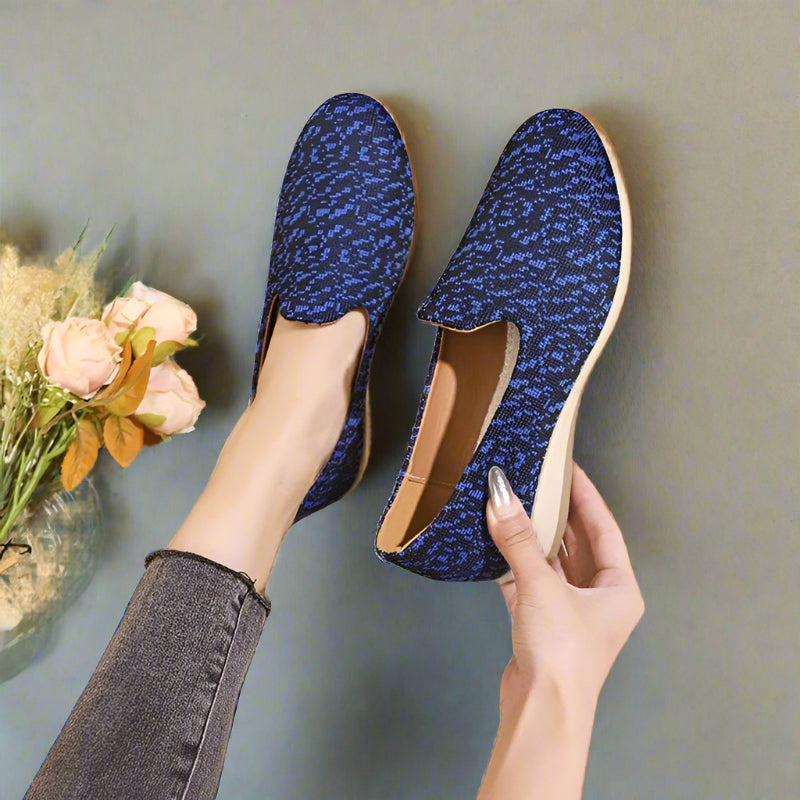 Comfortable Slipon Loafers Women's Vibrant Pattern Blue Unknown