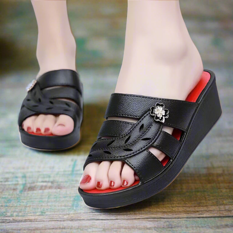 Fashion platform sandals women 5 cm heel black size 38