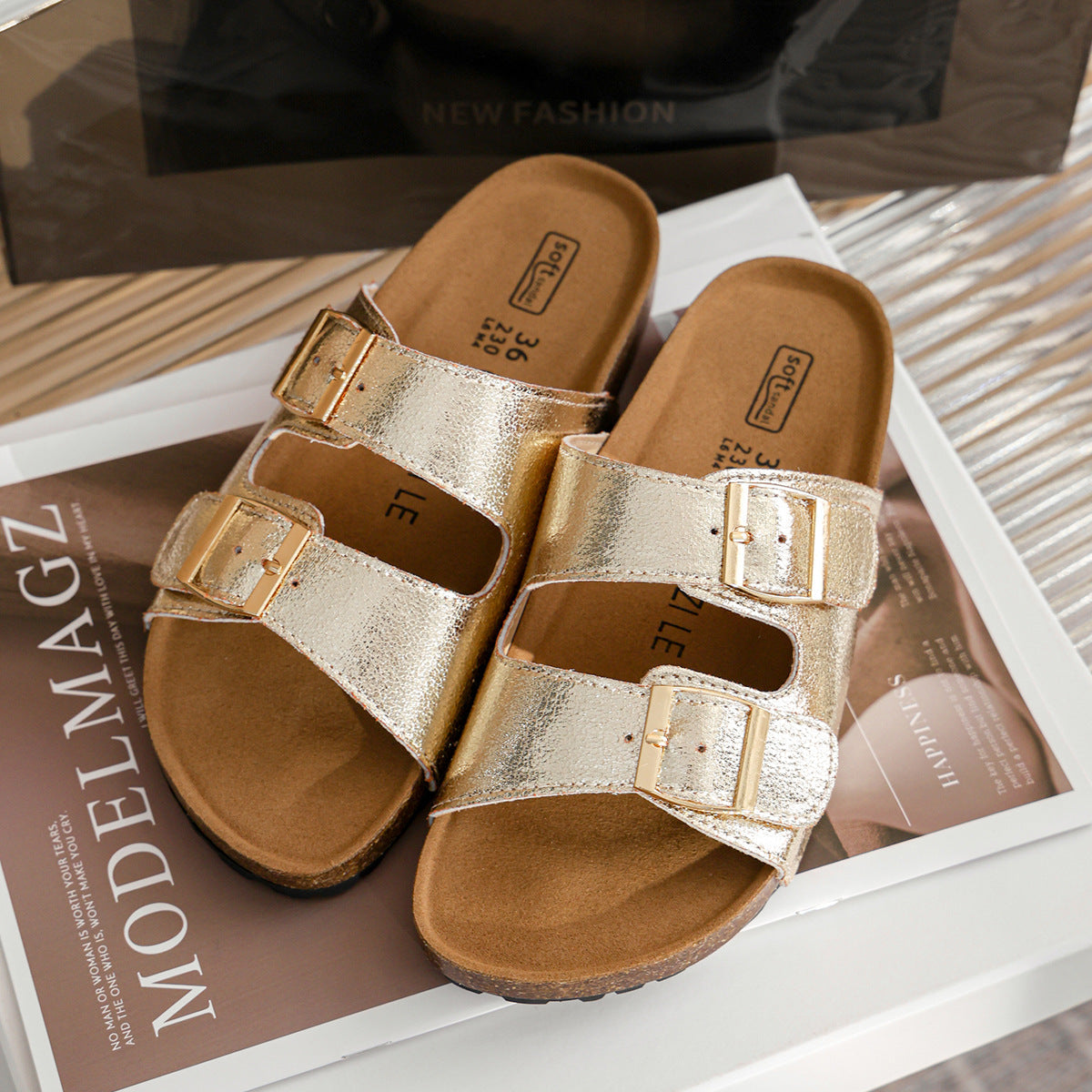 Bequeme Sandalen mit Schnalle für Damen