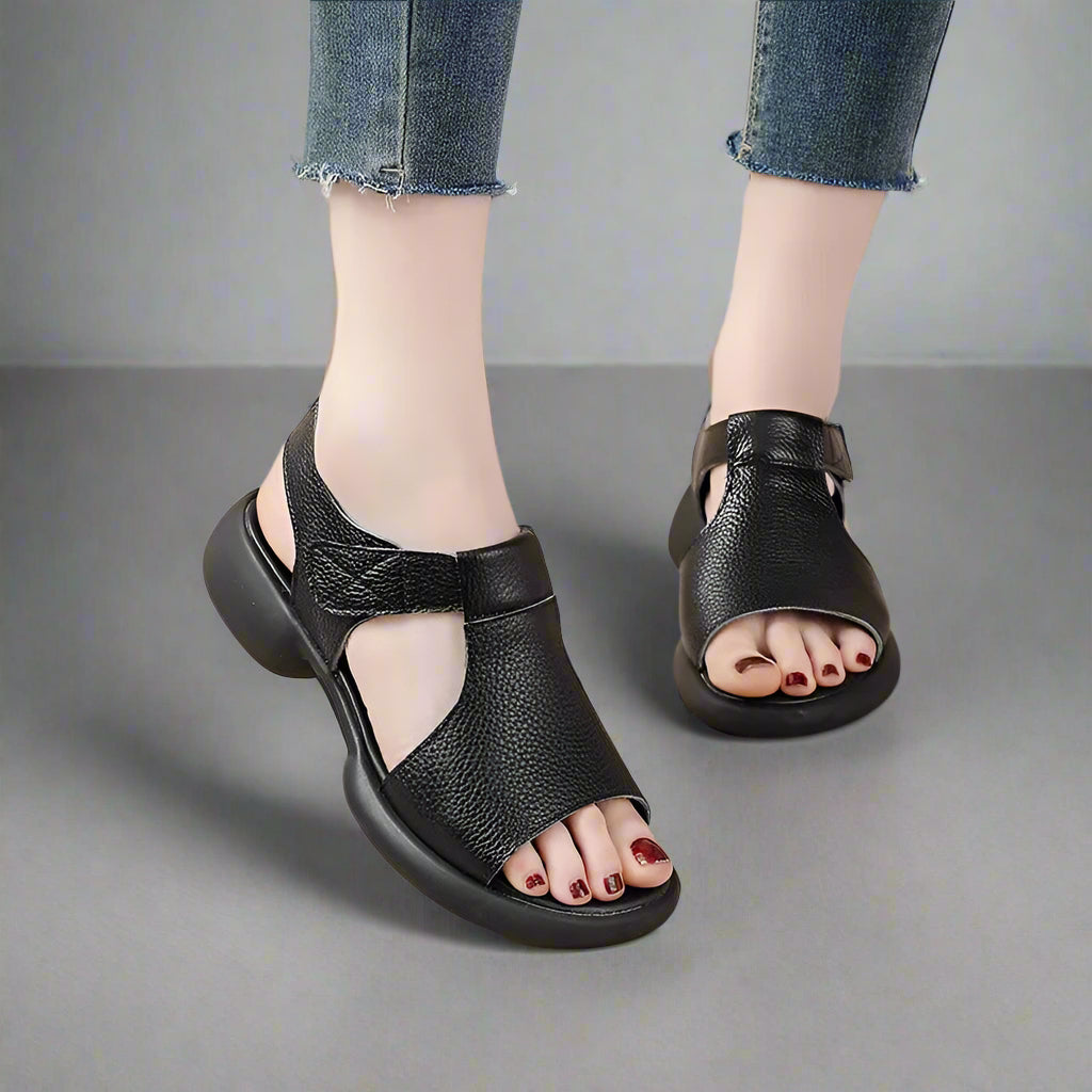 Bequeme Damen-Sandalen Kleiner Absatz Offene Zehen Komfort