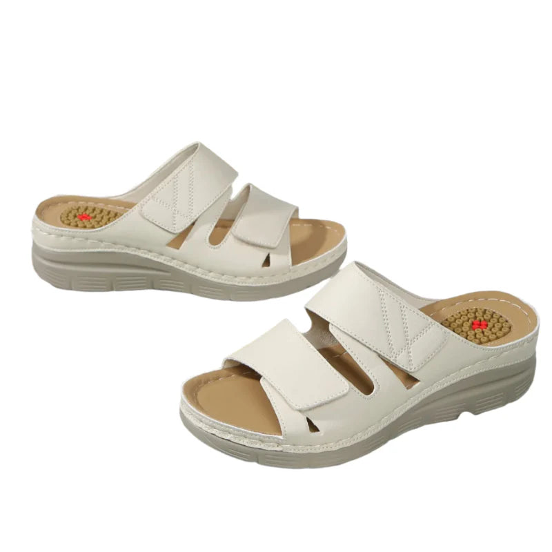 Women's Ergonomic Arch Sandals Blue Velcro Fastener