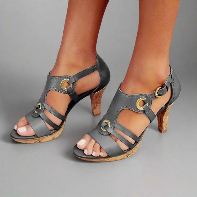 Elegant women's sandals 5 cm heel large sizes red