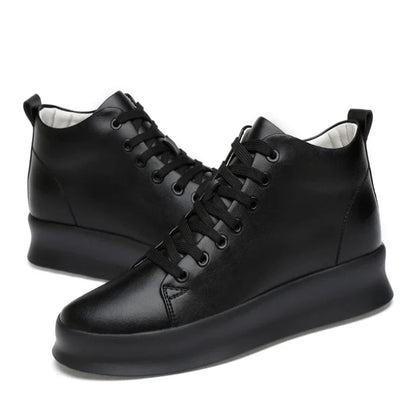 Stylish unisex sneakers with 8 cm elevation, black