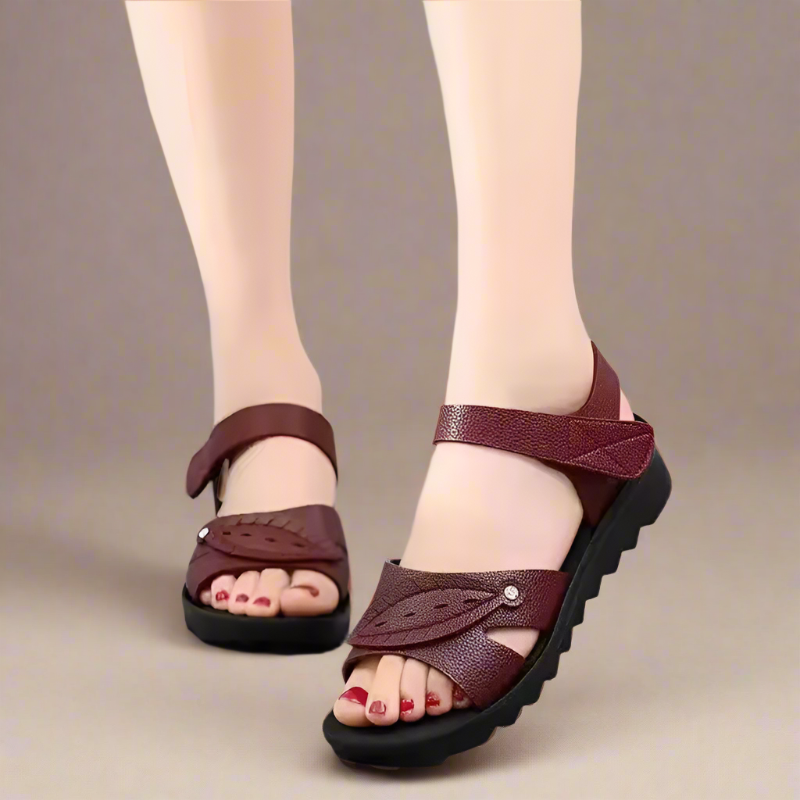 Effortless Leather Sandals Women Air Cushion Orthopedic