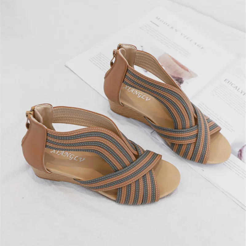 Elegant wedge sandals boho with bunion 5 cm heel