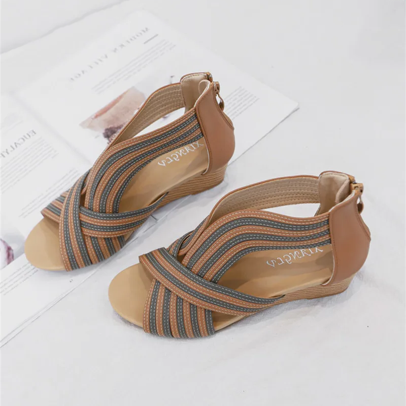 Elegant wedge sandals boho with bunion 5 cm heel