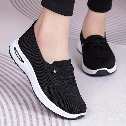 Damen Slip On Sneaker Knit Obermaterial Schockkeilsohle