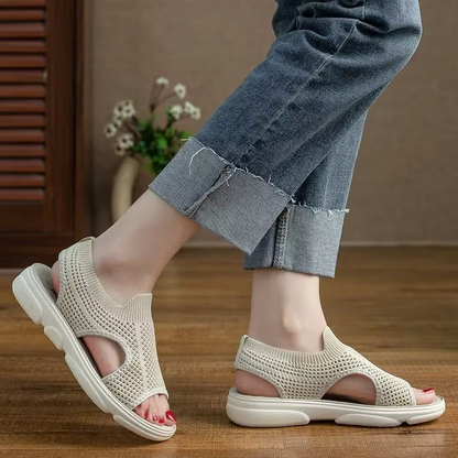 AirFlow Damen Stricksandalen Atmungsaktiv Offene Zehen