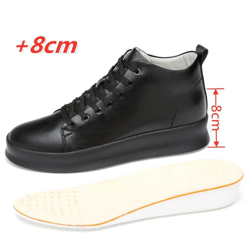 Stylish unisex sneakers with 8 cm elevation, black