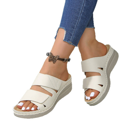 Women's Ergonomic Arch Sandals Blue Velcro Fastener