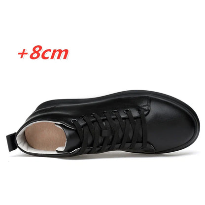Stylish unisex sneakers with 8 cm elevation, black