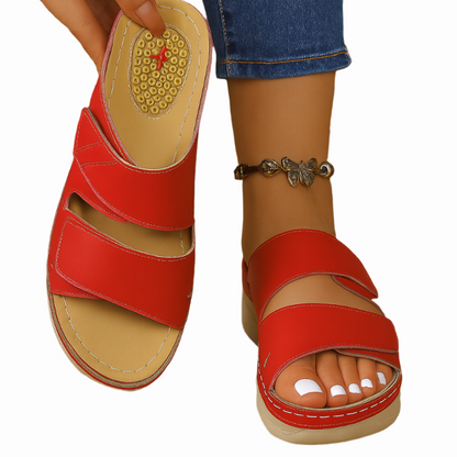 Women's Ergonomic Arch Sandals Blue Velcro Fastener