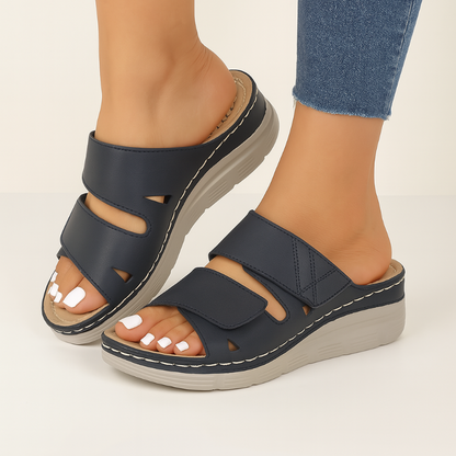 Women's Ergonomic Arch Sandals Blue Velcro Fastener