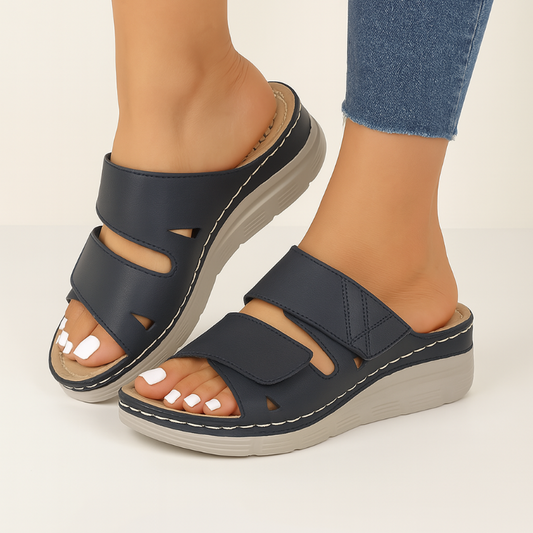 Women's Ergonomic Arch Sandals Blue Velcro Fastener
