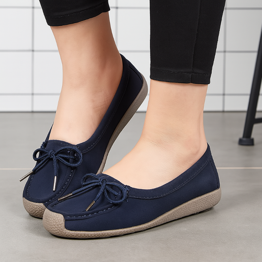 Damen Ballerinas Marineblau Bequeme Sohle Alltagstauglich