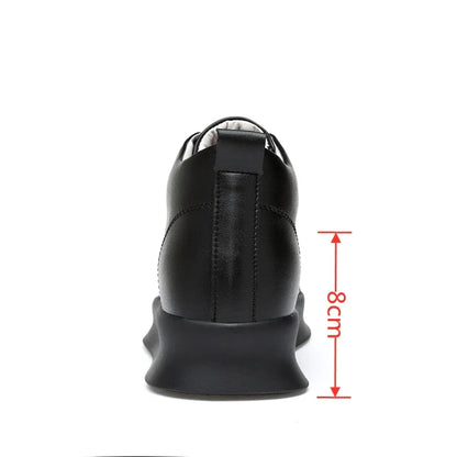 Stylish unisex sneakers with 8 cm elevation, black