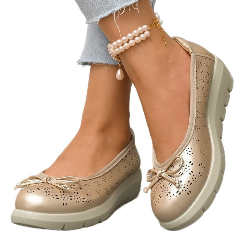 Bequeme Ballerinas Schuhe für Damen, mit dicker Sohle und Lochmuster