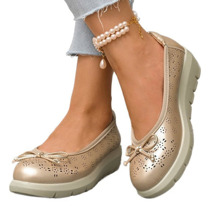 Bequeme Ballerinas Schuhe für Damen, mit dicker Sohle und Lochmuster