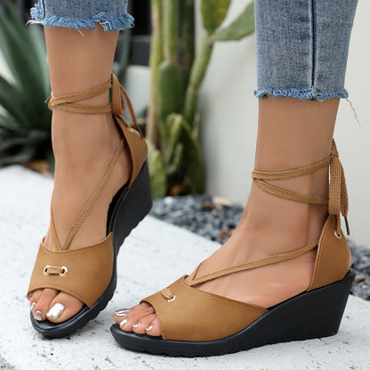 Black wedge sandals women comfortable elegant 5 cm heel