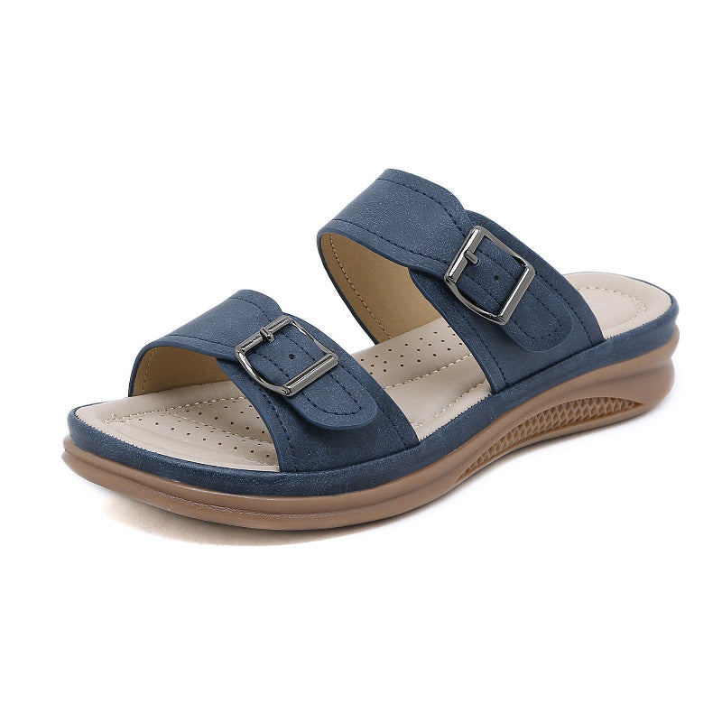 Orthopedic women's sandals with adjustable buckle straps
