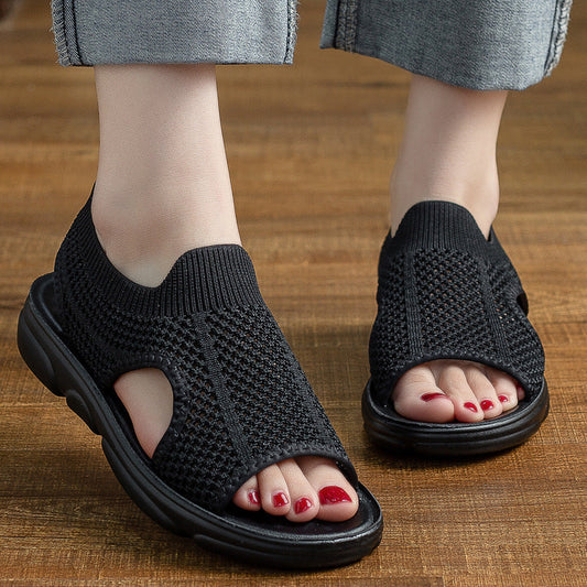 AirFlow Damen Stricksandalen Atmungsaktiv Offene Zehen