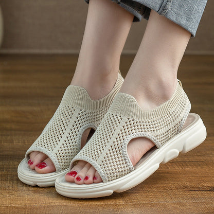 AirFlow Damen Stricksandalen Atmungsaktiv Offene Zehen
