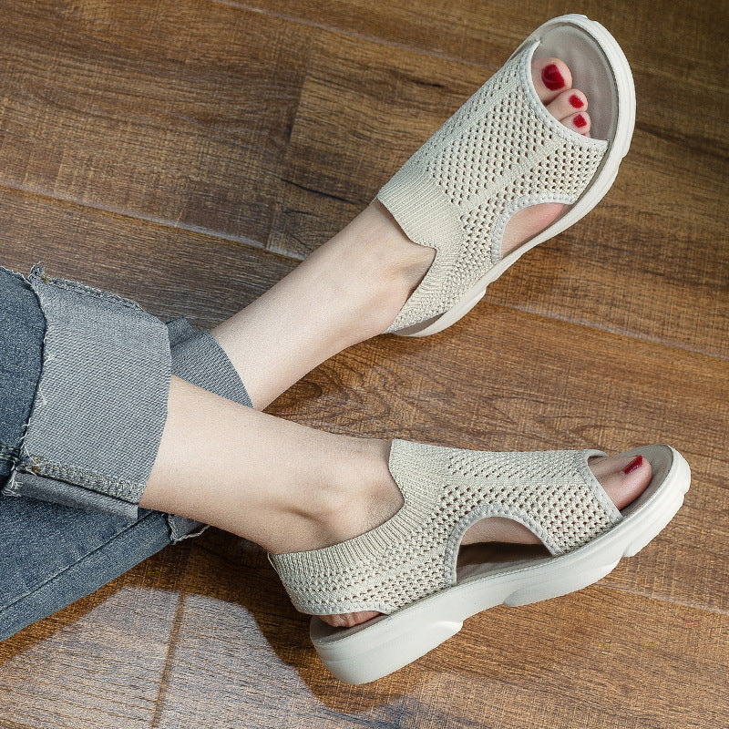 AirFlow Damen Stricksandalen Atmungsaktiv Offene Zehen