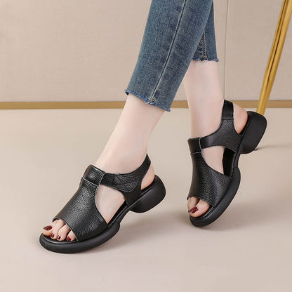Bequeme Damen-Sandalen mit kleinem Absatz – Offene Zehen & alltagstauglich