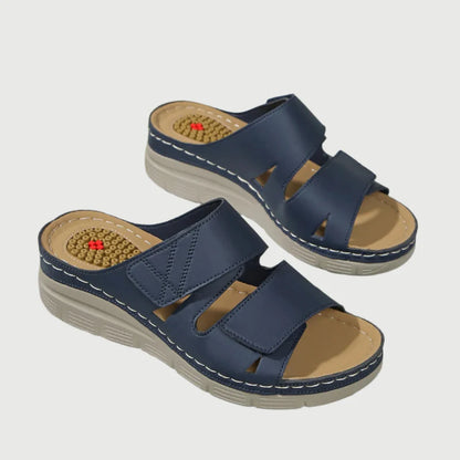 Women's Ergonomic Arch Sandals Blue Velcro Fastener