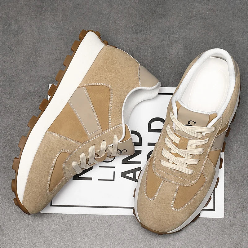 Stylish orthopedic sneakers with platform sole in beige