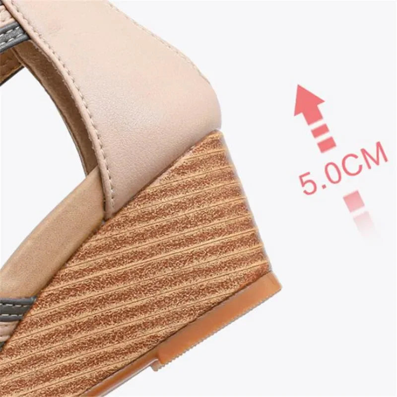 Elegant wedge sandals boho with bunion 5 cm heel