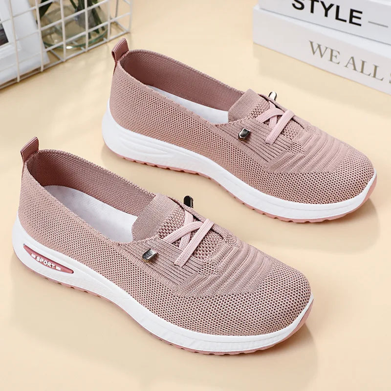 Damen Slip On Sneaker Knit Obermaterial Schockkeilsohle
