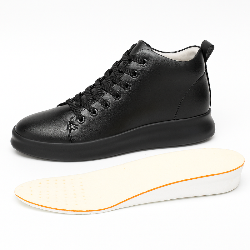 Stylish unisex sneakers with 8 cm elevation, black