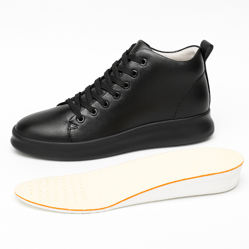 Stylish unisex sneakers with 8 cm elevation, black