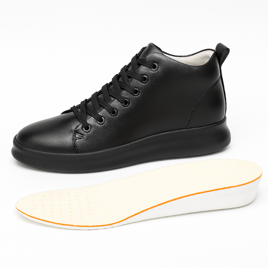 Stylish unisex sneakers with 8 cm elevation, black